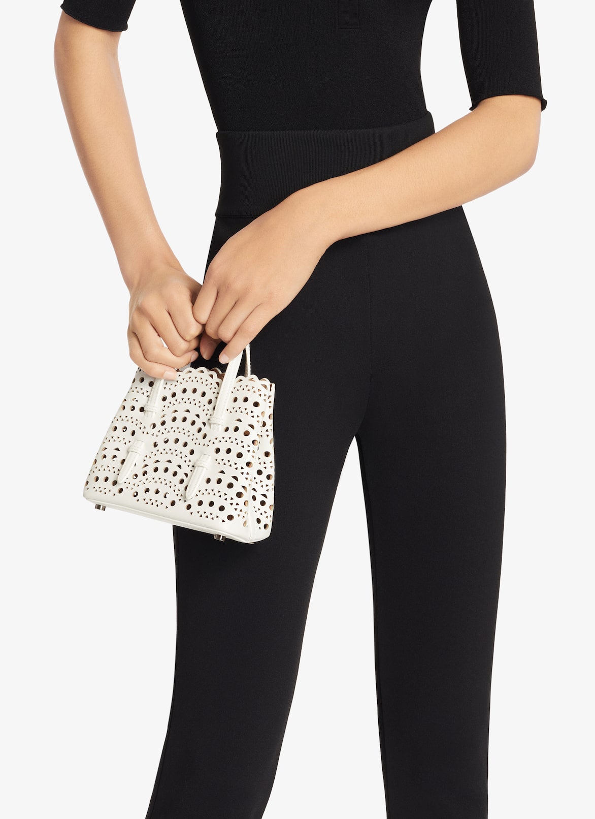 Mina 16 bag in vienne wave calfskin ALAÏA OPTIC WHITE MINA 16 BAG IN VIENNE WAVE CALFSKIN
